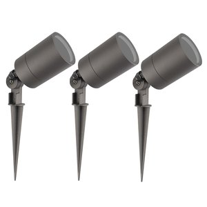Ledvion 3x LED Prikspot - IP65 - GU10 Fitting - 2 Meter Kabel met Stekker - Antraciet 3x LED Prikspot - IP65 - GU10 Fitting - 2 Meter Kabel met Stekker - Antraciet