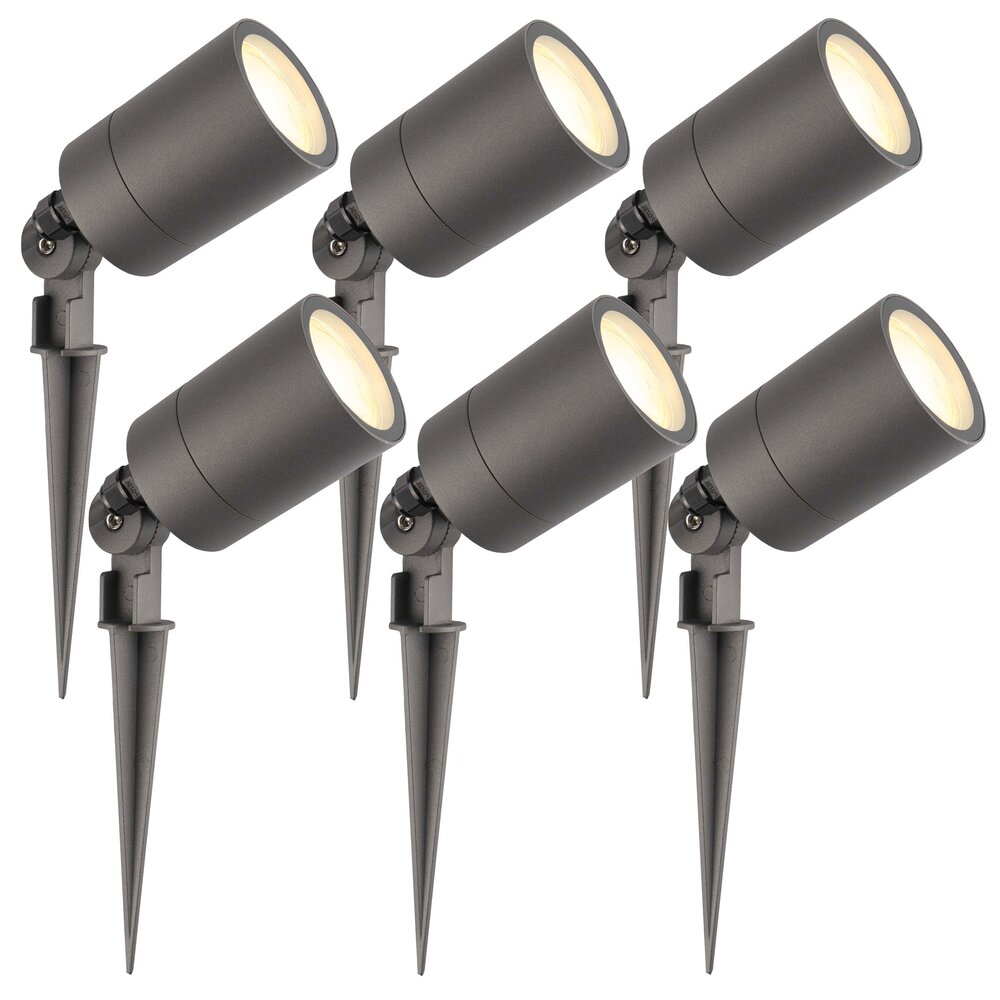 Ledvion 6x LED Prikspot - IP65 - 3W - 2700K - 2 Meter Kabel met Stekker - Antraciet