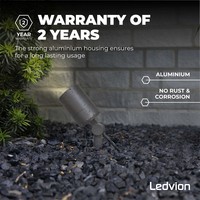 Ledvion 6x LED Prikspot - IP65 - 3W - 2700K - 2 Meter Kabel met Stekker - Antraciet