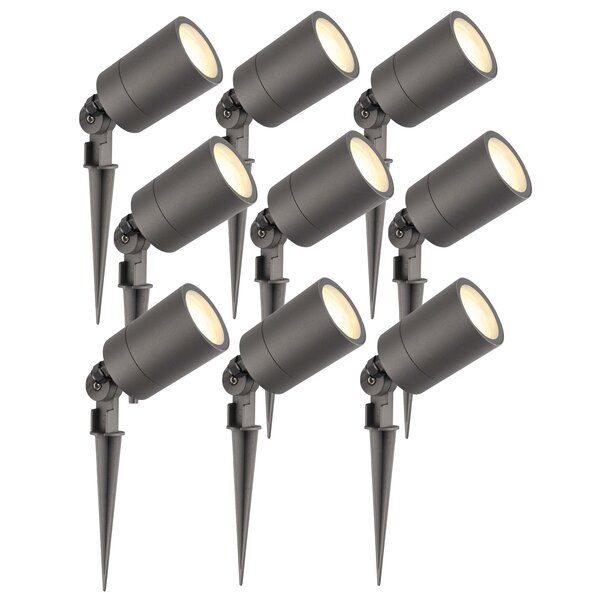 Ledvion 9x LED Prikspot - IP65 - 3W - 2700K - 2 Meter Kabel met Stekker - Antraciet