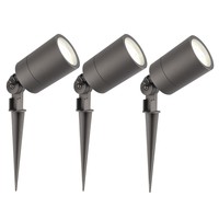 Ledvion 3x LED Prikspot - IP65 - 3W - 4000K - 2 Meter Kabel met Stekker - Antraciet