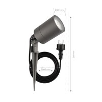Ledvion 3x LED Prikspot - IP65 - 3W - 6500K - 2 Meter Kabel met Stekker - Antraciet