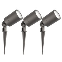 Ledvion 3x LED Prikspot - IP65 - 3W - 6500K - 2 Meter Kabel met Stekker - Antraciet