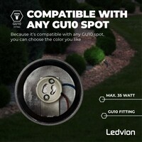 Ledvion 3x LED Prikspot - IP65 - 3W - 6500K - 2 Meter Kabel met Stekker - Antraciet