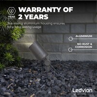 Ledvion 3x LED Prikspot - IP65 - 3W - 6500K - 2 Meter Kabel met Stekker - Antraciet