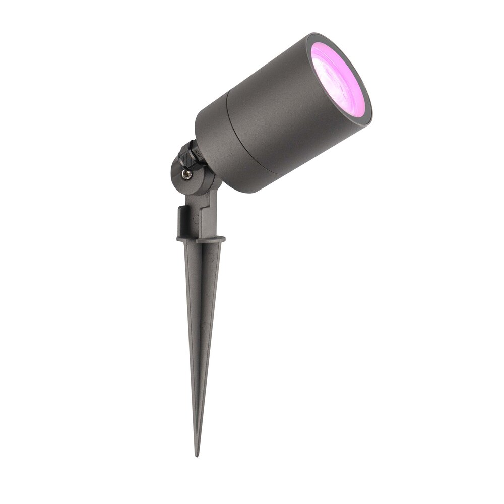 Ledvion Smart LED Prikspot - IP65 - 4,9W - RGB+CCT - 2 Meter Kabel met Stekker - Antraciet