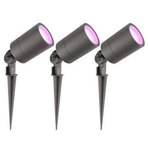Ledvion 3x Smart LED Prikspot - IP65 - 5W - RGBWW - 2 Meter Kabel met Stekker - Antraciet 3x Smart LED Prikspot - IP65 - 5W - RGBWW - 2 Meter Kabel met Stekker - Antraciet