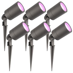 6x Smart LED Prikspot - IP65 - 4,9W - RGB+CCT - 2 Meter Kabel met Stekker - Antraciet