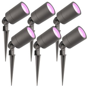 Ledvion 6x Smart LED Prikspot - IP65 - 5W - RGBWW - 2 Meter Kabel met Stekker - Antraciet 6x Smart LED Prikspot - IP65 - 5W - RGBWW - 2 Meter Kabel met Stekker - Antraciet