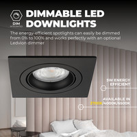 Ledvion Dimbare LED inbouwspot Zwart - Sevilla - 5W - 2700K - 92mm - Vierkant - 6 pack