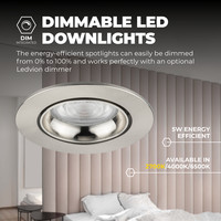 Ledvion Dimbare LED inbouwspots RVS - Rio - 3W - 2700K - ø85mm - 6 pack