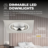 Ledvion Dimbare LED inbouwspot RVS - Sevilla - 5W - 4000K - 92mm - Vierkant - 3 pack