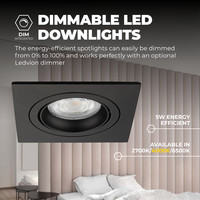 Ledvion Dimbare LED inbouwspot Zwart - Sevilla - 3W - 4000K - 92mm - Vierkant - 3 pack