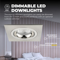 Ledvion Dimbare LED inbouwspot RVS - Sevilla - 3W - 6500K - Vierkant - 3 pack
