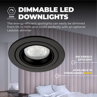 Ledvion Dimbare LED inbouwspot Zwart - Tokyo - 5W - 6500K - ø92mm - 6 pack