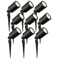 9x LED Prikspot -  IP65 - 3W - 2700K - 1 Meter Kabel - Zwart