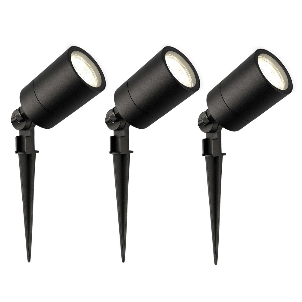 Ledvion 3x LED Prikspot -  IP65 - 3W - 4000K - 1 Meter Kabel - Zwart