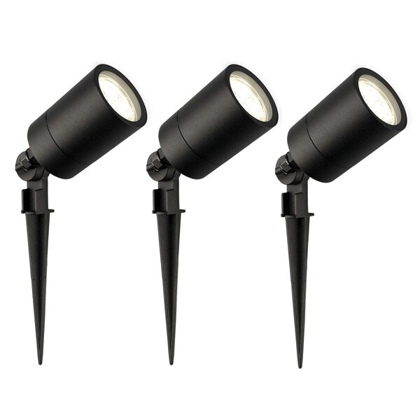 Ledvion 3x LED Prikspot -  IP65 - 3W - 4000K - 1 Meter Kabel - Zwart