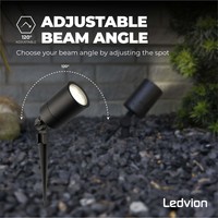 Ledvion 9x LED Prikspot -  IP65 - 3W - 4000K - 1 Meter Kabel - Zwart