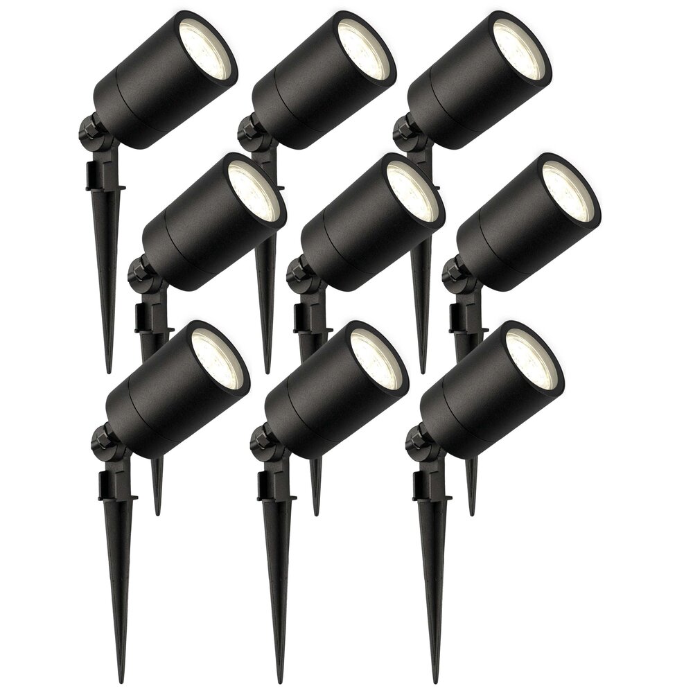 Ledvion 9x LED Prikspot -  IP65 - 3W - 4000K - 1 Meter Kabel - Zwart