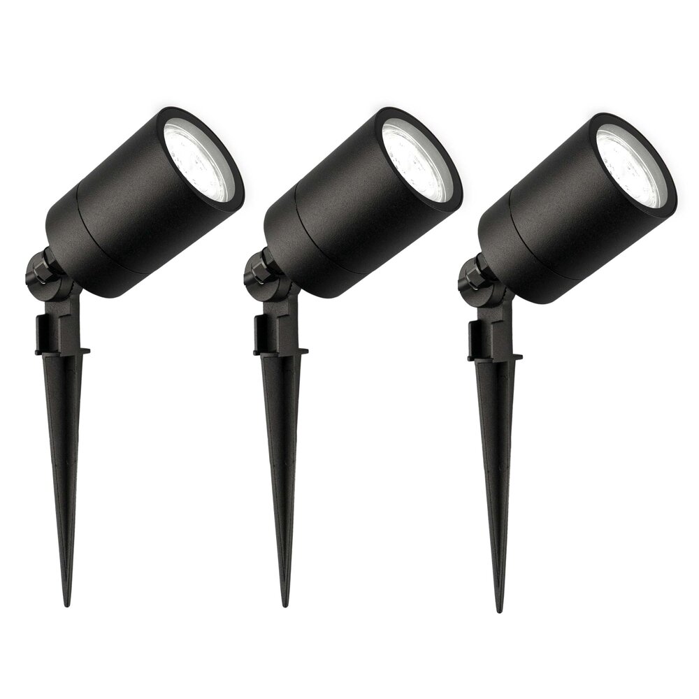 Ledvion 3x LED Prikspot -  IP65 - 3W - 6500K - 1 Meter Kabel - Zwart