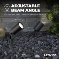 Ledvion 3x LED Prikspot -  IP65 - 3W - 6500K - 1 Meter Kabel - Zwart