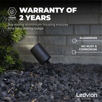 Ledvion 3x LED Prikspot -  IP65 - 3W - 6500K - 1 Meter Kabel - Zwart