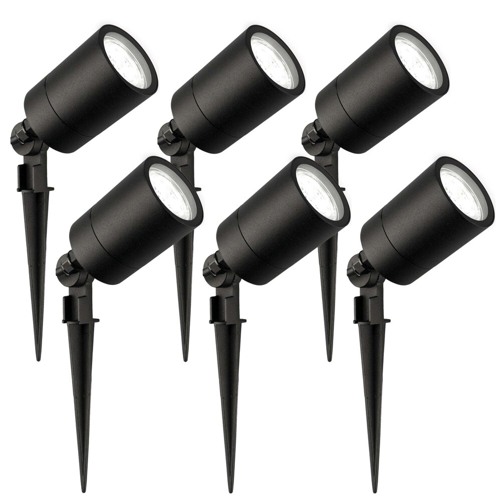 Ledvion 6x LED Prikspot -  IP65 - 3W - 6500K - 1 Meter Kabel - Zwart