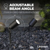 Ledvion 9x LED Prikspot -  IP65 - 5W - 6500K - 1 Meter Kabel - Zwart