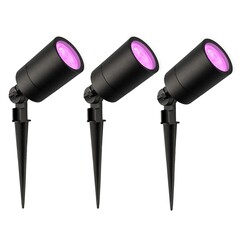 3x Smart LED Prikspot -  IP65 - 4,9W - RGB+CCT - 1 Meter Kabel - Zwart