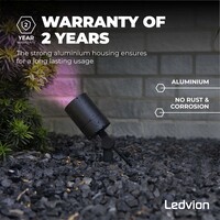 Ledvion 3x Smart LED Prikspot -  IP65 - 4,9W - RGB+CCT - 1 Meter Kabel - Zwart