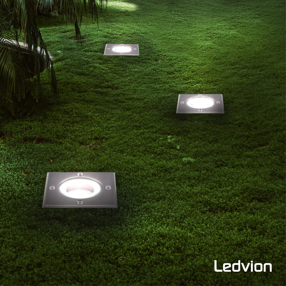 Ledvion 9x IP67 Grondspot LED Vierkant - GU10