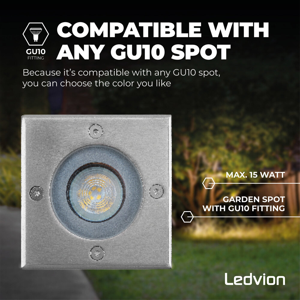Ledvion 9x IP67 Grondspot LED Vierkant - GU10
