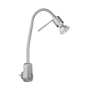 Trio Lighting Stekkerlamp met Schakelaar - Laon - GU10 Fitting - 4,5W - 3000K - Dimbaar - Nikkel Mat Stekkerlamp met Schakelaar - Laon - GU10 Fitting - 4,5W - 3000K - Dimbaar - Nikkel Mat
