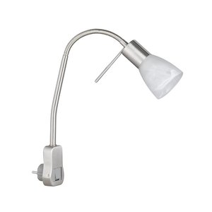 Trio Lighting Stekkerlamp met Schakelaar - Levisto - E14 Fitting - 4,9W - 3000K - Nikkel Mat Stekkerlamp met Schakelaar - Levisto - E14 Fitting - 4,9W - 3000K - Nikkel Mat