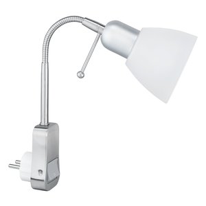 Trio Lighting Stekkerlamp met Schakelaar - Ligara - E14 Fitting - Nikkel Mat Stekkerlamp met Schakelaar - Ligara - E14 Fitting - Nikkel Mat
