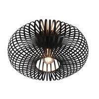 LED Plafondlamp - Ø40 cm - Metaal - Industrieel - E27 Fitting - Mat Zwart Trio Lighting LED Plafondlamp - Ø40 cm - Metaal - Industrieel - E27 Fitting - Mat Zwart