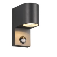 Trio Lighting LED Wandlamp Buiten met Sensor - GU10 Fitting - IP44 - Rond - Roya - Antraciet