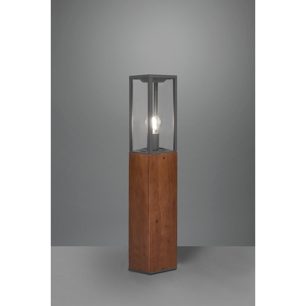 Trio Lighting Staande Buitenlamp - 80 cm - E27 Fitting - Garonne - Antraciet met Hout