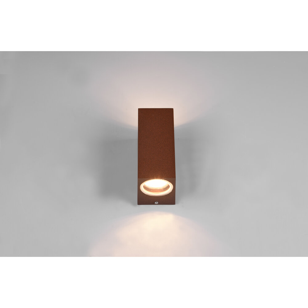 Trio Lighting LED Wandlamp Buiten - Tweezijdig - GU10 Fitting - IP44 - Cube - Roya - Roestkleur