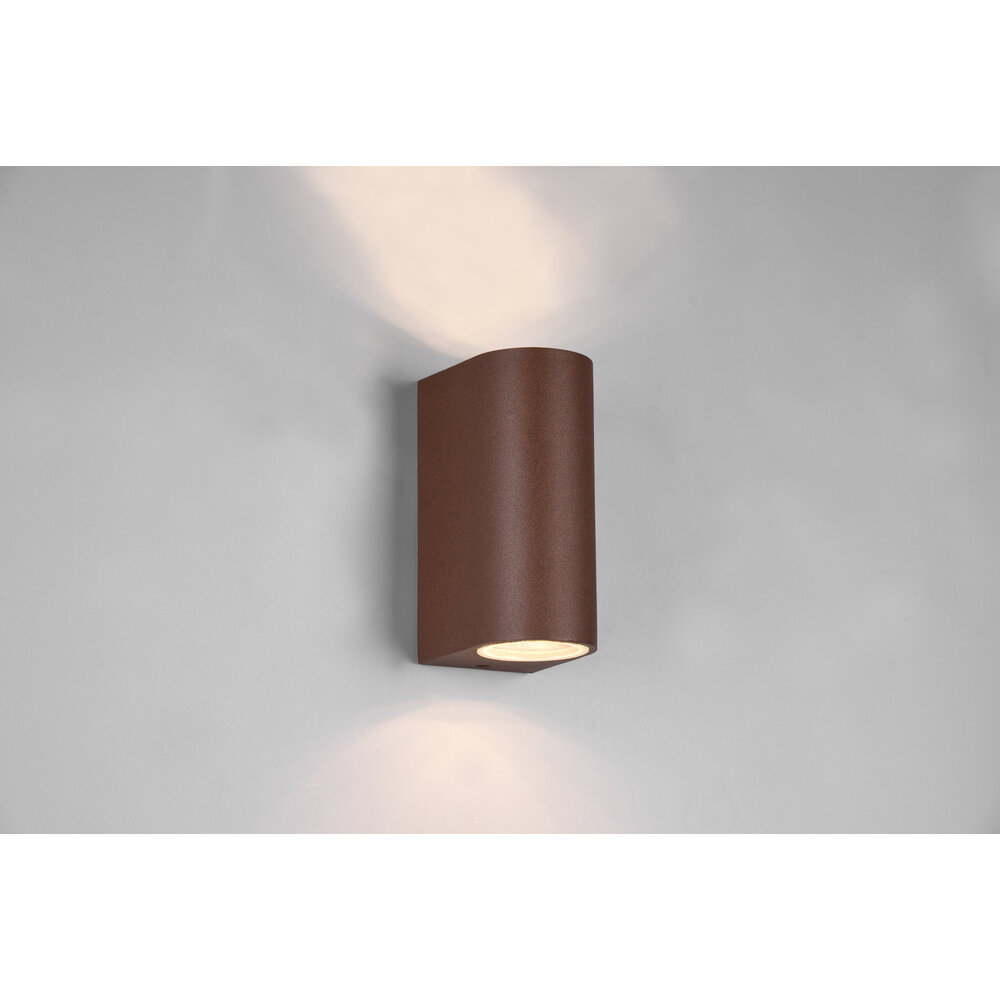 Trio Lighting LED Wandlamp Buiten - Tweezijdig - GU10 Fitting - IP44 - Rond - Roya - Roestkleur