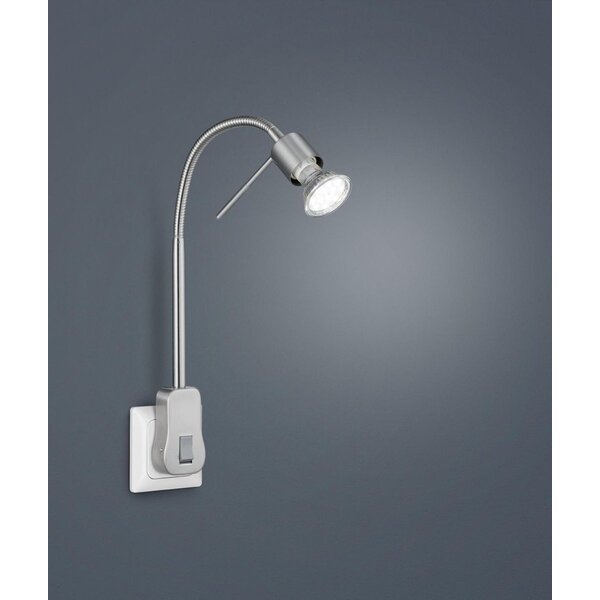 Trio Lighting Stekkerlamp met Schakelaar - Laon - GU10 Fitting - 4,5W - 3000K - Dimbaar - Nikkel Mat