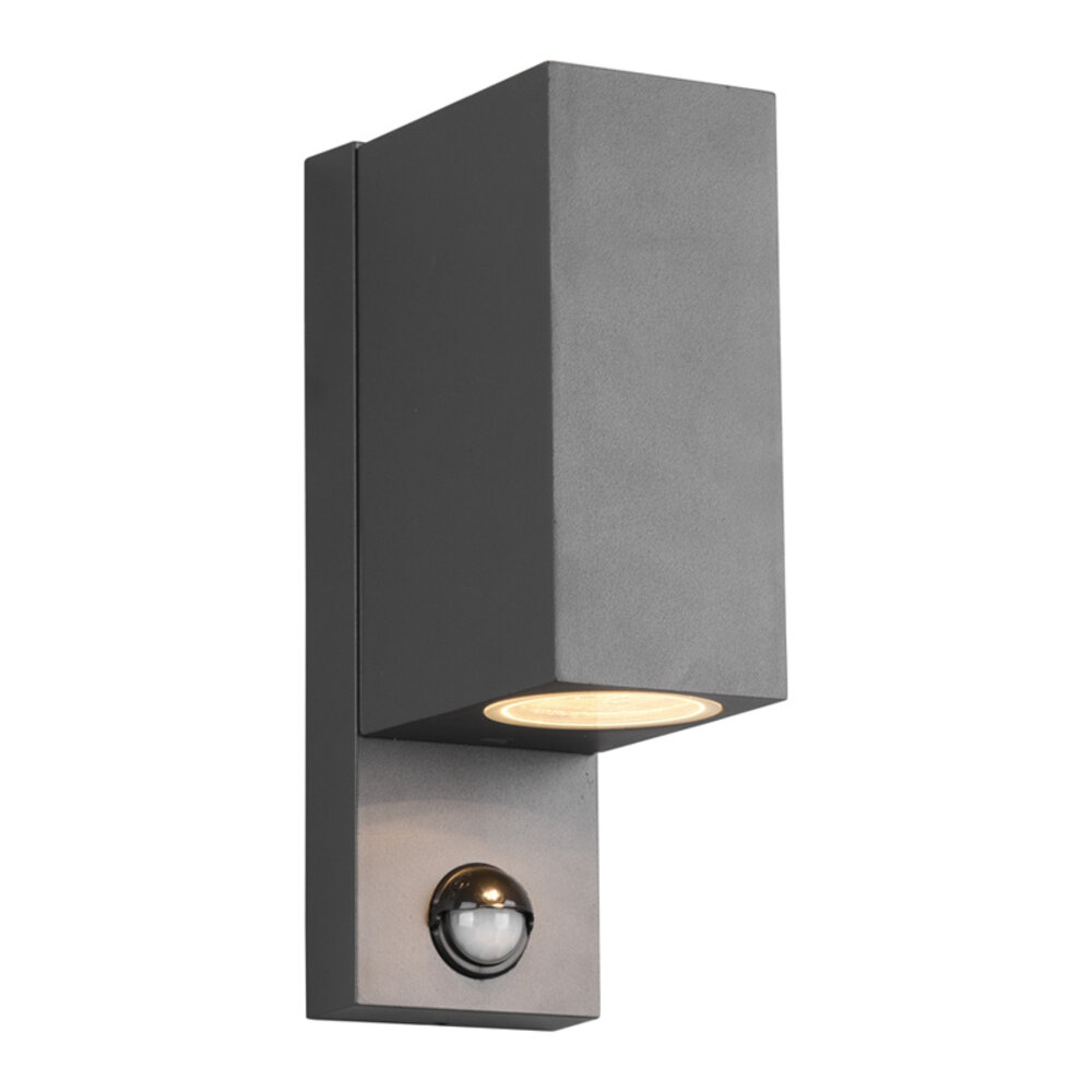 Trio Lighting LED Wandlamp Buiten met Sensor - Tweezijdig - GU10 Fitting - IP44 - Cube - Roya - Antraciet