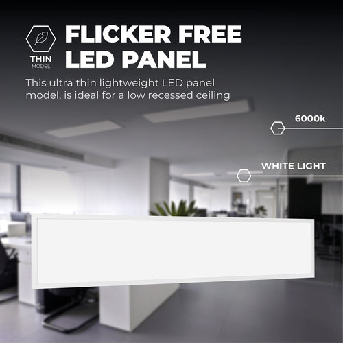 Lightexpert LED Paneel 30x120 - 36W - 6500K - 110Lm/W - UGR <19 - 5 Jaar Garantie