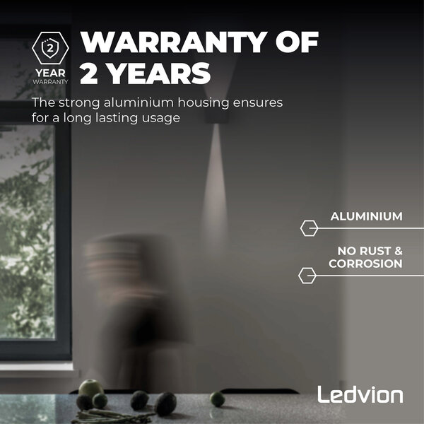 Ledvion LED Wandlamp Buiten Grijs - Tweezijdig - 3000K - 6W - IP54