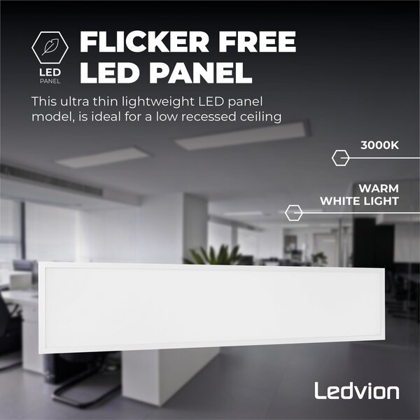 Ledvion Lumileds LED Paneel 30x120 - 40W - 3000K - 100 lm/W - 5 Jaar Garantie