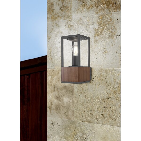 Trio Lighting LED Wandlamp Buiten - E27 Fitting - IP44 - Garonne - Antraciet met Hout