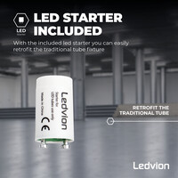 Ledvion LED TL Buis 60CM - 6.3W - 6500K - 175lm/W - High Efficiency - Energie Label C