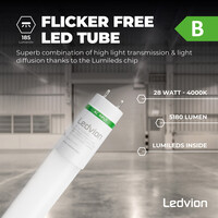 Ledvion LED TL Armatuur 150CM - 2x 28W - 10360 Lumen - 4000K - High Efficiency - Energie Label B - IP65 - Incl. LED TL