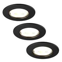 Ledvion Dimbare LED Inbouwspot Zwart - IP65 - 5W - 2700K - ø84mm - 5 Jaar Garantie - 3 pack